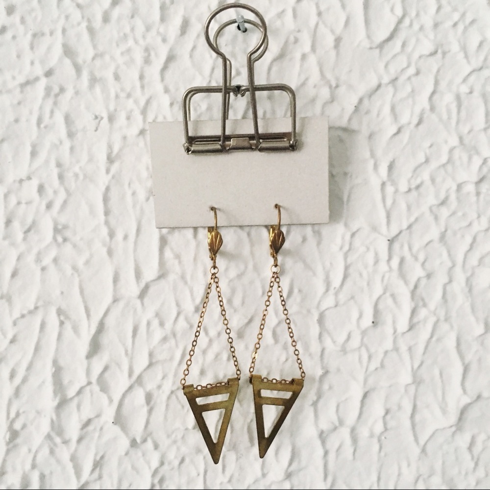 Brass Triangle Earrings